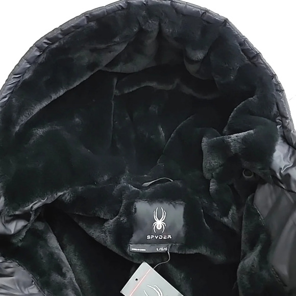 Spyder Women's Black Yara Faux Fur Lined Puffer Hooded Winter  Jacket Size Large - Picture 9 of 16